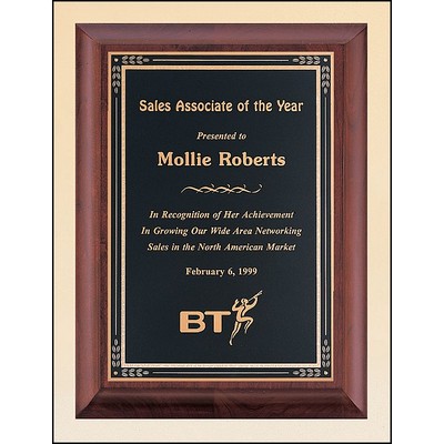 Airflyte® Cherry Finish Plaque w/Black & Gold Florentine Plate (8"x 10")