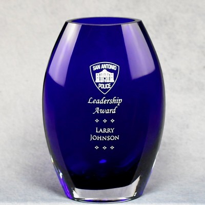 Cobalt Crystal Vase Award - 10"