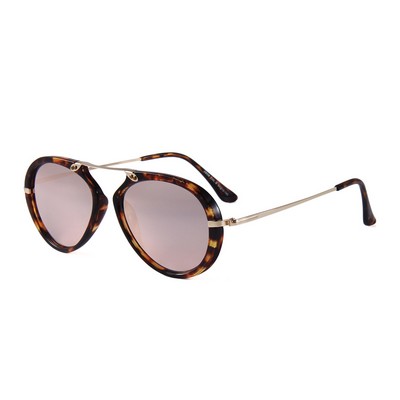 Sunglasses - Red Mirror Lenses - Tortoise Frames - Gold Temples