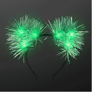 Blinky Tinsel Pom Ears Headband - BLANK