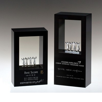 Together Teamwork optic black crystal award. ( LASER ENGRAVE)