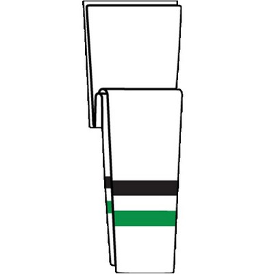 Dallas Pro Series White Socks w/Black & Green Stripes