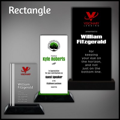 8" Rectangle Clear Budget Acrylic Award on a Black Base