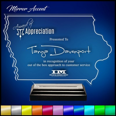 10" Iowa Clear Acrylic Award with Mirror Accent