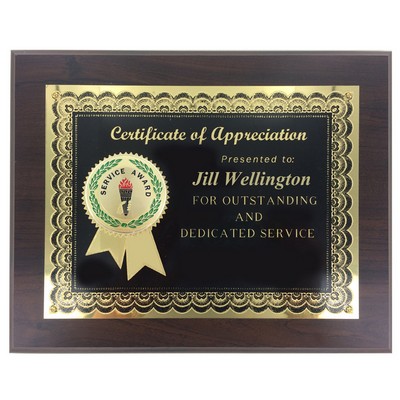 Years of Service Plaque w/Etched Brass Medallion (8" x 10")