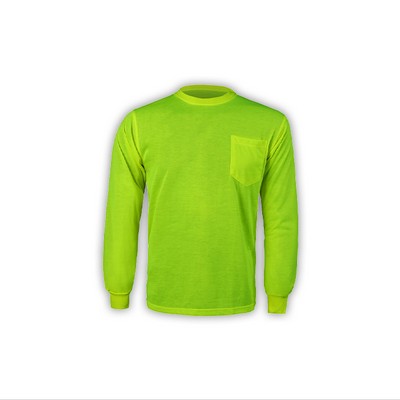 High Visibility Long Sleeve T-shirt, Lime, Breathable Polyester