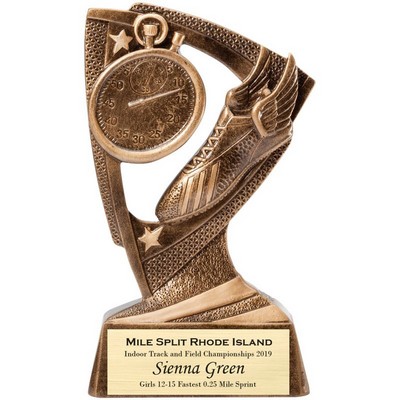 6 ¼" Antique Gold Star Track Resin Trophy