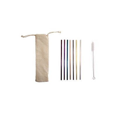 2PCS Stainless Steel Straws Set w/Linen Bag