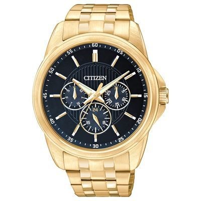 Citizen Men's Gold-Tone Quartz Watch w/Black Dial