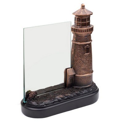 7 X 5" Antiqued Bronze Electroplated Light House With Glass Insert Award