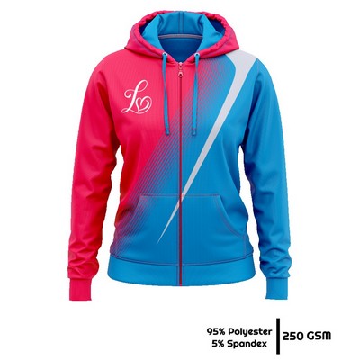 Women's Sublimation 250G Lightweight Full-Zip Hoodie