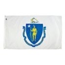 Massachusetts Indoor Parade Flag w/Pole Hem And Fringe (4'x6')