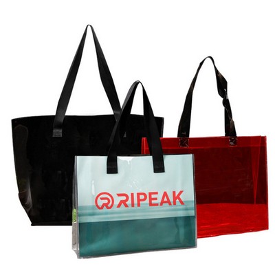 17.7x13.8" PVC Transparent Waterproof Tote Bag Clear Shoulder Bag For Shopping Outdoors