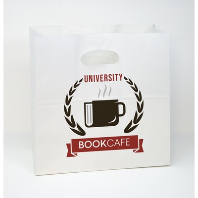 Full Color White Paper Take Out Bag (11" x 11" x 6")
