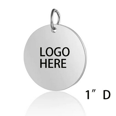 1"Round Silver Metal Charm Pendant With Jump Ring