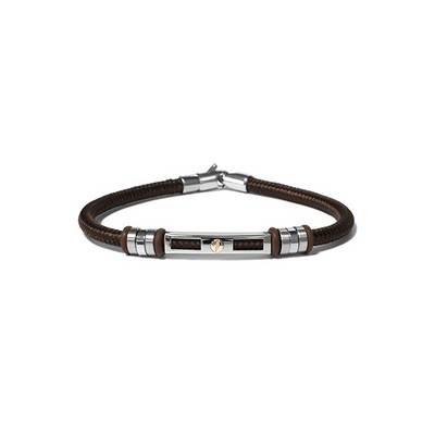 CJ Steelx "The Italo" Stainless Steel and Nautical Rope Bracelet - Brown