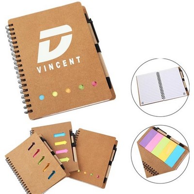 Notebook with Pen and Sticky Notes
