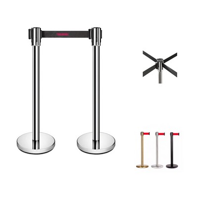 Stanchion Post Crowd Control Barrier w/Retractable Belt