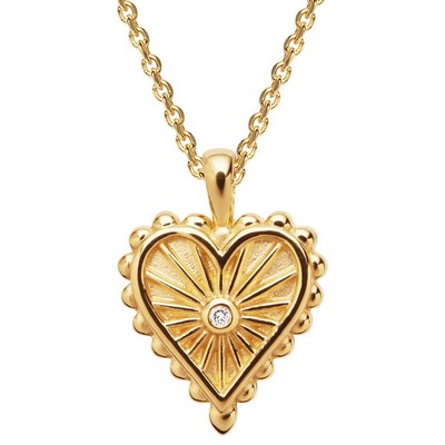 Jilco Inc. 14k Yellow Gold Vermeil Diamond Starburst Heart Necklace