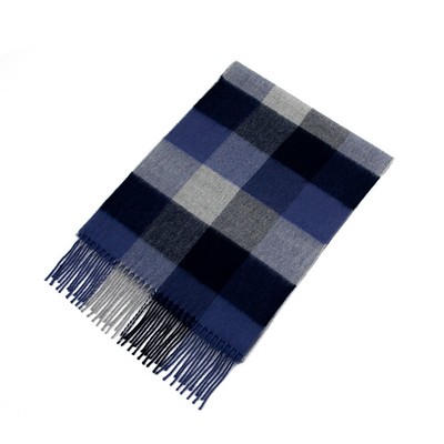 Blue Plaid Alpaca Blend Scarf