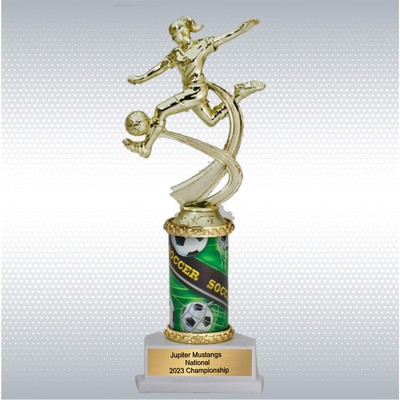 Assembled Soccer Female Trophy w/ White Base