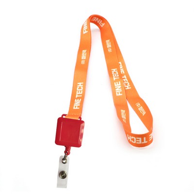 5/8" Full Color Lanyards W/Square Economy Badge Reel