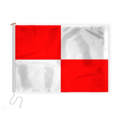 2.5'x3.3' 1ply Nylon Red & White Beach Safety Flag with Rope and Toggle – Printed
