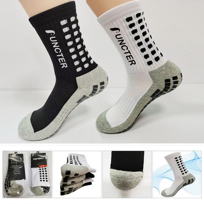 Men's Grip Soccer Socks Anti Slip Athletic Socks Non Slip Football Basketball Socks with Grip Pads