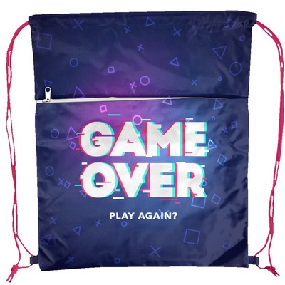Sublimation Polyester Drawstring Bag w/ Horizontal-Zip