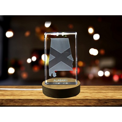 Alabama 3D Engraved Crystal Trophy w/LED Base Light