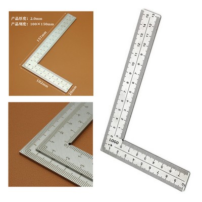 4" by 6" Stainless Steel L Shaped Ruler