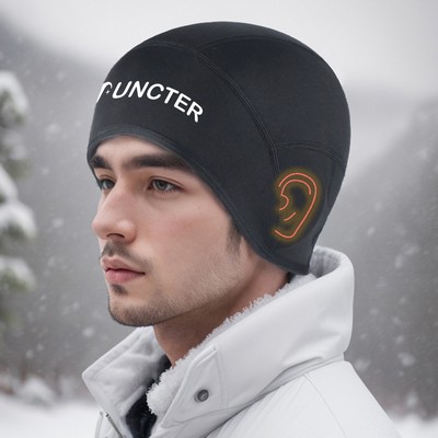 Winter Helmet Liner Skull Cap with Ear Cover Fleece Lined Warm Cycling Hat Thermal Hat Beanie