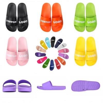 Pure Color Flat Slides Sandals Non - Slip PVC Slippers