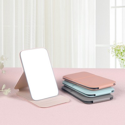 Portable Folding PU Leather Makeup Mirror