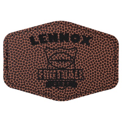 Hex Engraved Football Patch with Adhesive, Faux Leather, 3 1/2" x 2 1/2"