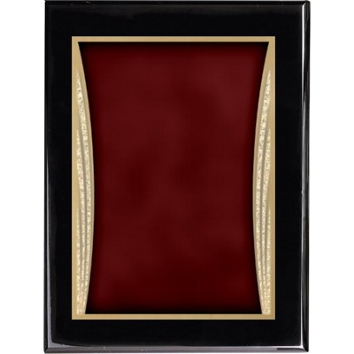 Ebony Piano Finish Plaque with Red Showtime Brass Plate, 8 x 10"