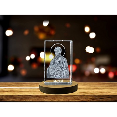 St. Paul 3D Engraved Crystal Trophy Award w/LED Base
