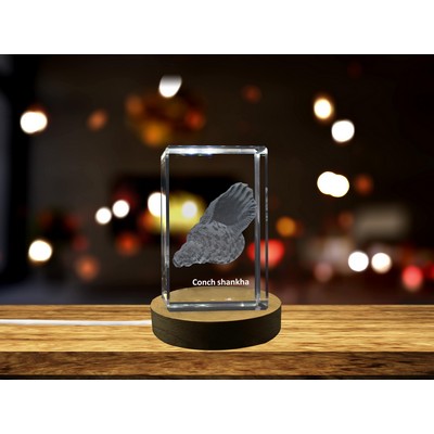 Conch Shankha 3D Engraved Crystal Trophy