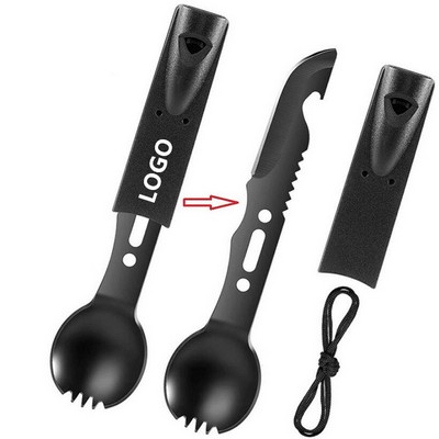 7-in-1 Emergency Survival Whistle w/Knife, Spork & Opener