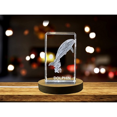 3D Engraved Crystal Dolphin Trophy Award – Exquisite Gift for Ocean Lovers