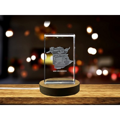 New Brunswick 3D Engraved Crystal Trophy w/LED Base Light