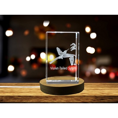 Violet-Tailed Sylph 3D Engraved Crystal Award - Keepsake for Bird Lovers