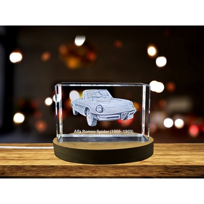 Alfa Romeo Spider (1966–1969) 3D Engraved Crystal Tribute w/LED Base Light