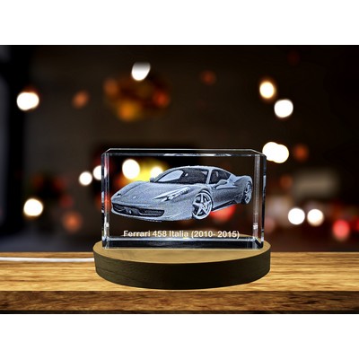 Ferrari 458 Italia (2010–2015) 3D Engraved Crystal Trophy Award Art - Automotive Excellence