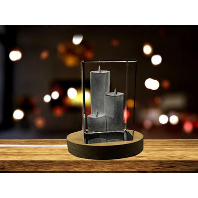 Candles 3D Engraved Crystal Award - Tranquility & Harmony Gift Set