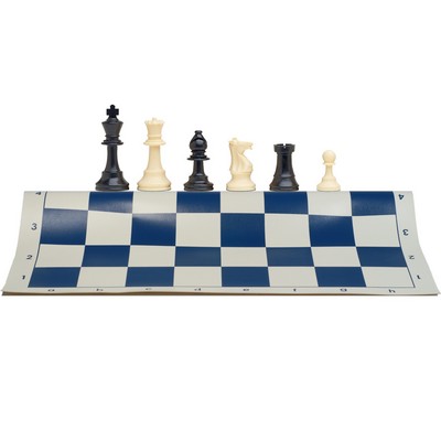 Tournament Chess Set, 20" Vinyl Board, 34 Pieces, King 3.75"