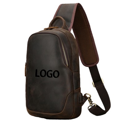 Crazy Horse Leather Large Capacity Chest Bag