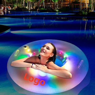 Custom 40" Inflatable LED Pool Ring with Handles