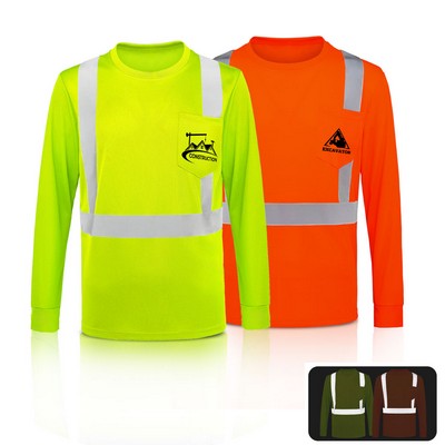 Class 2 Hi Vis Reflective Long Sleeve Safety T Shirt