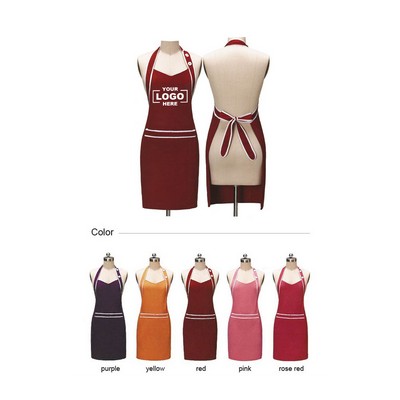 V-Neck Kitchen Apron with 2 Pockets
